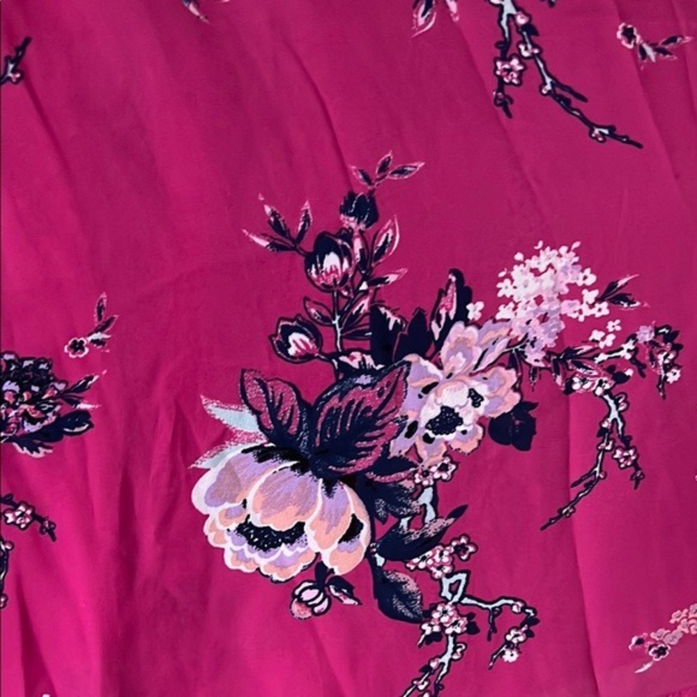 Blu RainWomen's Pink Floral Halter Neck Ruffle Dress Size L - Picture 2 of 4